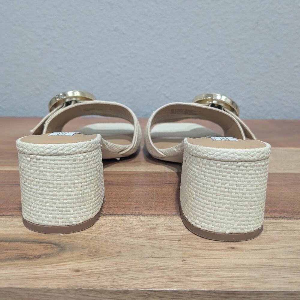 Steve Madden Seacrest Sandals Cream Mules with Gold Accent - Picture 7 of 9